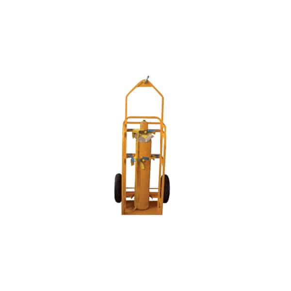 yellow single gas cylinder trolley