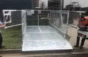 Custom designed crane lifting cage with ramp