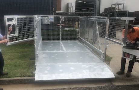 Custom designed crane lifting cage with ramp