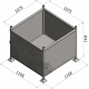 Pallet Cage G70 - Sheet Metal With Half Drop Gate