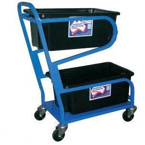 double tub 2 levels small warehouse trolley